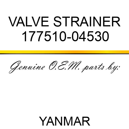 VALVE, STRAINER 177510-04530