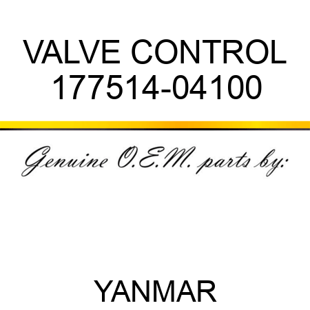 VALVE, CONTROL 177514-04100