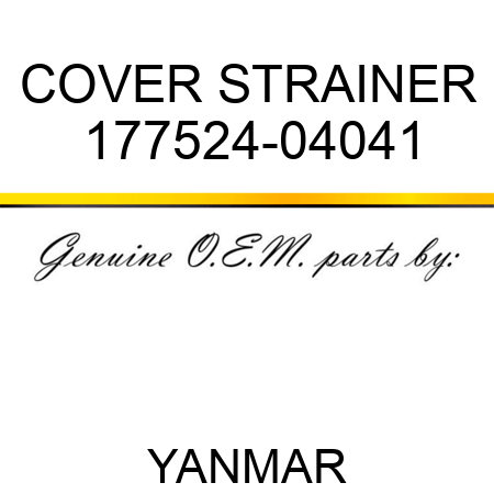COVER, STRAINER 177524-04041