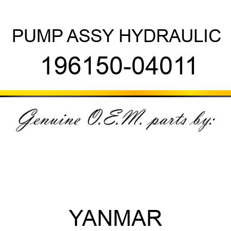 PUMP ASSY, HYDRAULIC 196150-04011