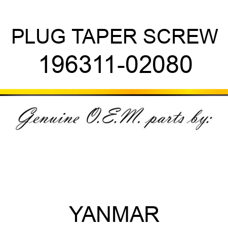 PLUG, TAPER SCREW 196311-02080