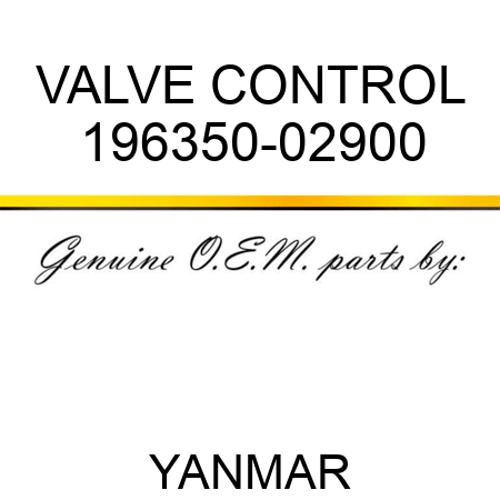 VALVE, CONTROL 196350-02900
