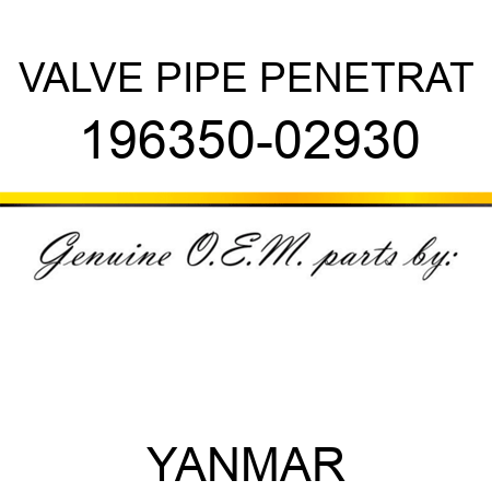VALVE, PIPE PENETRAT 196350-02930