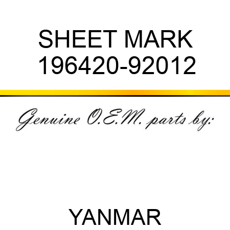SHEET, MARK 196420-92012