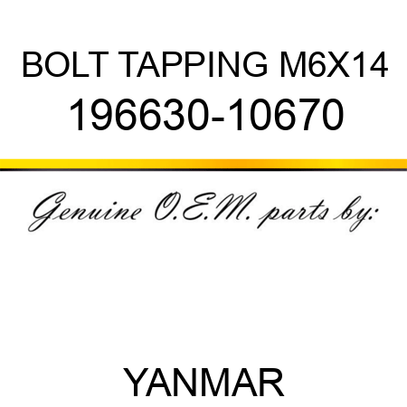 BOLT, TAPPING M6X14 196630-10670