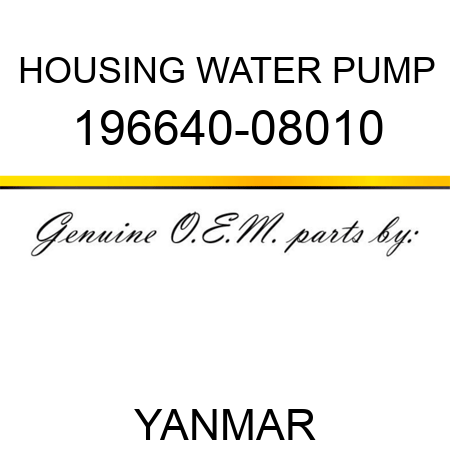 HOUSING, WATER PUMP 196640-08010