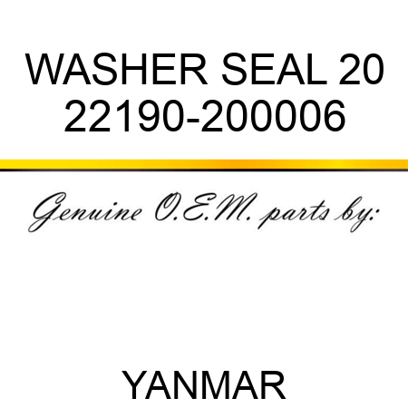 WASHER, SEAL 20 22190-200006