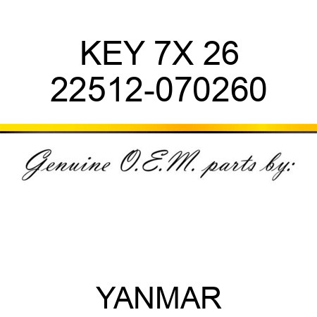 KEY, 7X 26 22512-070260