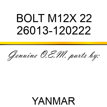 BOLT, M12X 22 26013-120222