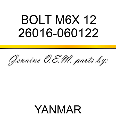 BOLT, M6X 12 26016-060122