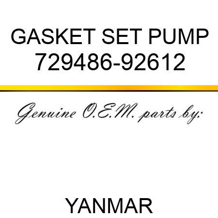 GASKET SET, PUMP 729486-92612