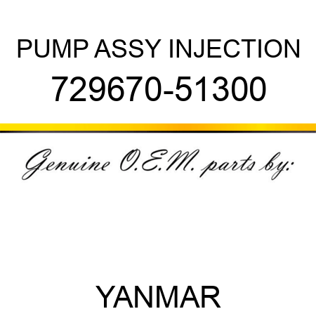 PUMP ASSY, INJECTION 729670-51300