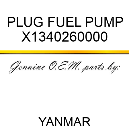 PLUG, FUEL PUMP X1340260000