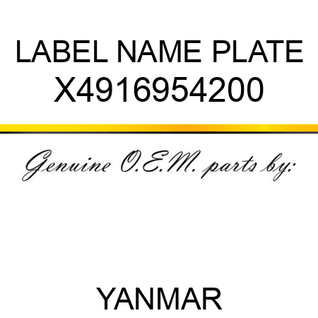 LABEL, NAME PLATE X4916954200