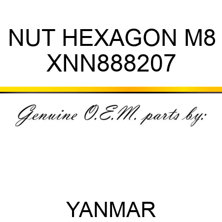 NUT, HEXAGON M8 XNN888207