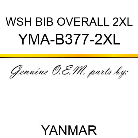 WSH BIB OVERALL 2XL YMA-B377-2XL