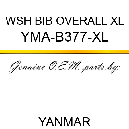 WSH BIB OVERALL XL YMA-B377-XL