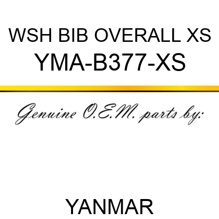 WSH BIB OVERALL XS YMA-B377-XS